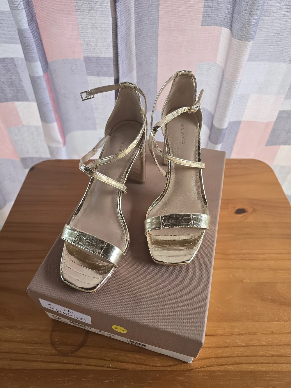 Via Spiga Sabinne Snake- Embossed Block Heel Sandal